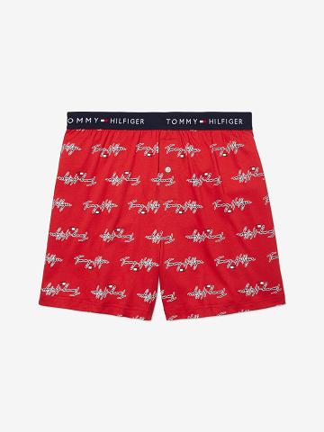 Férfi Tommy Hilfiger Signature knit boxer Boxers Piros | HU 1347XYU